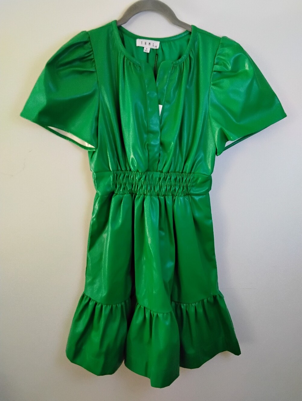 THML Faux LEATHER GREEN DRESS SMALL